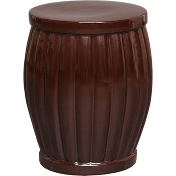 Large Fluted Garden Stool/Table, Brown