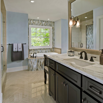 His/Hers master bath, with peninsula vanities back-to-back.