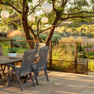 アルバカーキのエクレクティックスタイルのおしゃれなテラス・中庭 (日よけなし) の写真