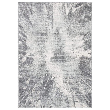 Modern Area Rug, Two Tones Abstract Patterned Polypropylene, Ivory/Grey