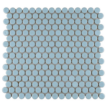 Hudson Penny Round Cashmere Blue Porcelain Floor and Wall Tile
