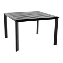 Gios Square Slatted Top Dining Table With 2" Umbrella Hole - Outdoor Dining Tables