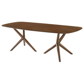 Limari Home Utah Rectangular Bevelled-Edge   Solid Wood Dining Table in Brown