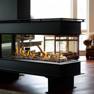 I-Beam Framed Flare Fireplace Room Definer