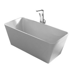 ADM Bathroom Design - ADM Rectangular Freestanding Bathtub, Glossy White, 62.2" - Bathtubs