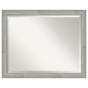 Dove Greywash Narrow Beveled Bathroom Wall Mirror - 31.5 x 25.5 in.