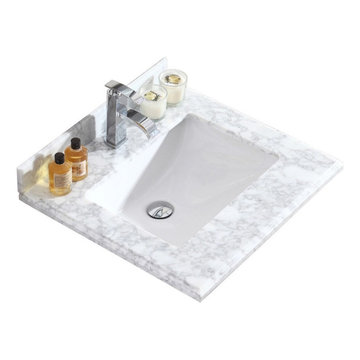Laviva 313SQ1H-24-WC Countertop - 24" - Single Hole with Rectangular Sink - Whit