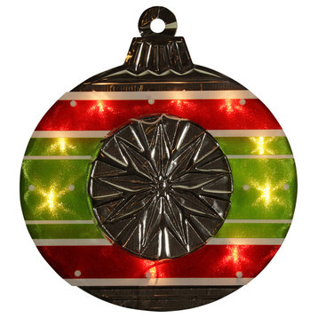 Shimmering Ornament Christmas Window Decoration, Red Green White and Silver