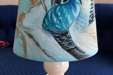 Hand Painted Peacock lampshade with ceramic base ( Functional Art) 27.50