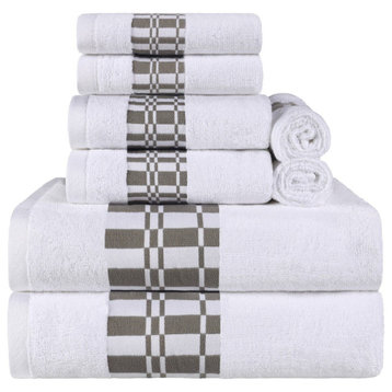 8 Piece Solid Cotton Soft Hand Bath Towel Set, White