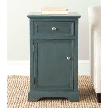 Romey Storage End Table With Drawer and Door, Dark Teal
