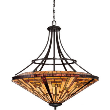 8 Light Bowl Pendant Geometric Chandelier - Mission Style Tiffany Pendant Light