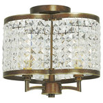 Livex Lighting - Grammercy Ceiling Mount, Hand-Painted Palatial Bronze - Crystal strands strung in a decrotive shade design define this classically glamorous semi flush mount in which the bulbs are completely shaded, allowing the light to shine through the K9 crystal for a warm, intimate lighting feel.