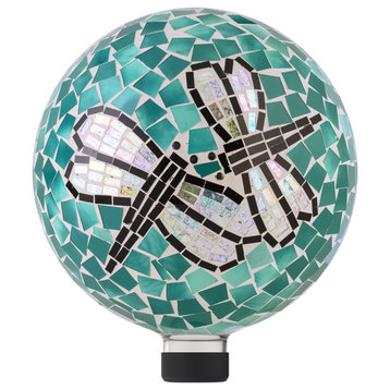 10" Mosaic Dragonfly Duo Gazing Globe
