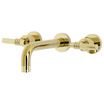 Kingston Brass KS8122ML 2-Handle 8" Wall Mount Bathroom Faucet, Polished Brass