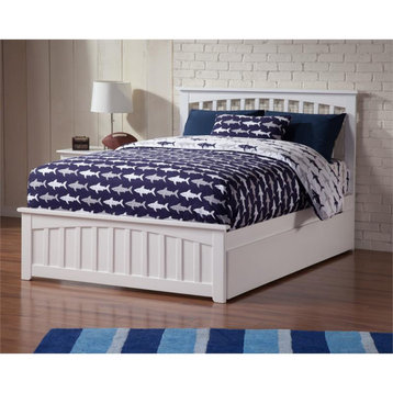 AFI Mission Solid Wood Queen Bed and Footboard with Twin XL Trundle in White