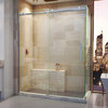 Enigma Air 34.75" x 60.375" Sliding Shower Enclosure, Brushed Stainless Steel