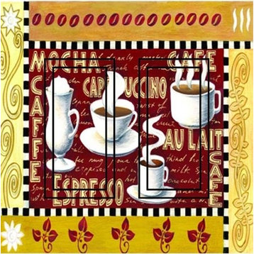 Coffee Time Double Rocker Peel and Stick Switch Plate Cover: 2 Units