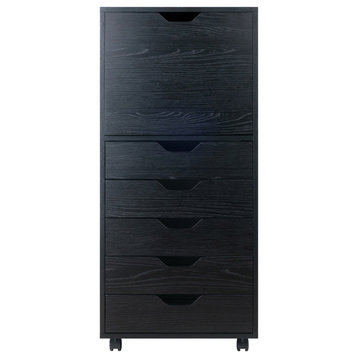 Ergode Halifax 5-Drawer Mobile High Cabinet, Black