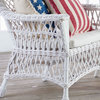 Vintage Style Classic Wicker Rattan Arm Chair Tropical White With Cushion Woven