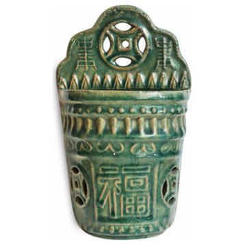 Emerald Ceramic Chinese Wall Vase
