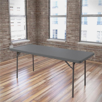 Pemberly Row Modern / Contemporary 6' Blow Folding Table in Gray