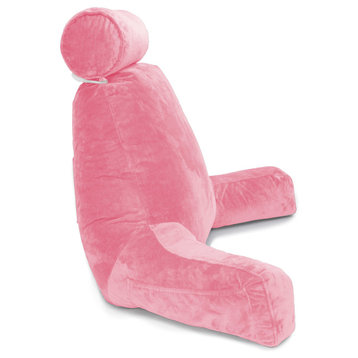Husband Pillow Bedrest Reading & Support Bed Backrest With Arms, Pink