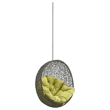 Hide Outdoor Wicker Rattan Swing Chair Without Stand, Gray Peridot