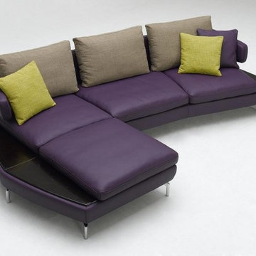 Modern Purple Violet Leather Sectional Sofa