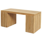 ARB Teak & Specialties - Teak Bench Liner 39" (100 cm) - The beautiful 39” teak wood Fiji liner bench designed by ARB Teak features narrow slats that create a show-stopping look that complements any modern or classic decor.