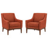 34.2" Comfy Living Room Armchair With Sloped Arms, Set of 2, Orange