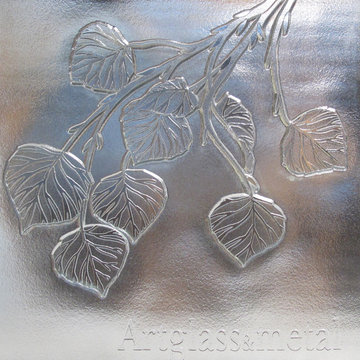 Aspen Leaves and Branches in Cast Glass