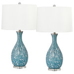 COMPLEMENTS LIGHTING - Scafati Table Lamp, Set of 2 - This is a contemporary table lamp that features a brilliant blue and white fused glass finish. It is constructed from hand-blown glass. This beautiful lamp is a sure conversation piece in any room!