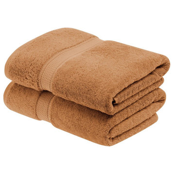 Luxury Solid Soft Hand Bath Bathroom Towel Set, 2 Piece Bath Towel, Rust