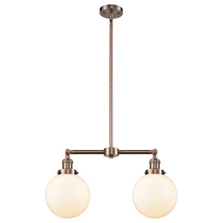 Beacon 2-Light LED Chandelier, Antique Copper, Shade: Gloss White