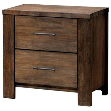Furniture of America Nangetti Solid Wood 2-Drawer Nightstand in Antique Oak