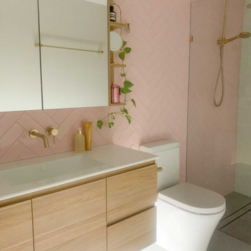 Pink Bathroom & Laundry Nook