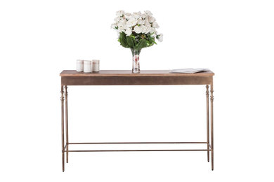 Hallway Console Table with Wood Top and Iron Legs