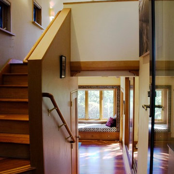 Entry with view to loft above and window seat below