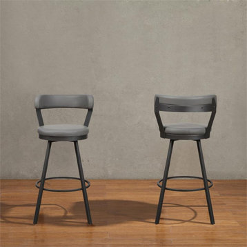 Lexicon Appert Metal Swivel Pub Height Chair in Mottled Silver/Gray (Set of 2)