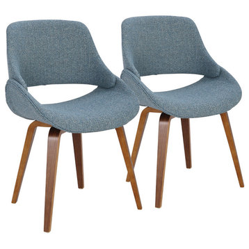 LumiSource Accent Chair, Walnut and Blue Noise, Set of 2