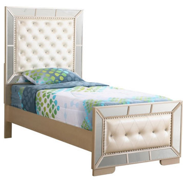 Glory Furniture Hollywood Hills Twin Panel Bed in Pearl