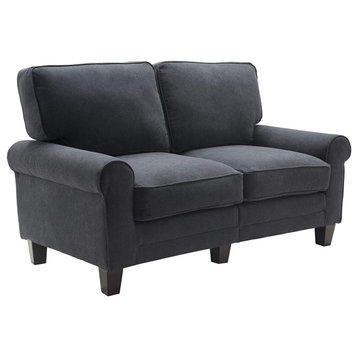 Comfortable Loveseat, Padded Seat With Pillowed Back & Rolled Arms