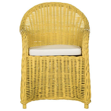 Lissie Wicker Club Chair, Yellow