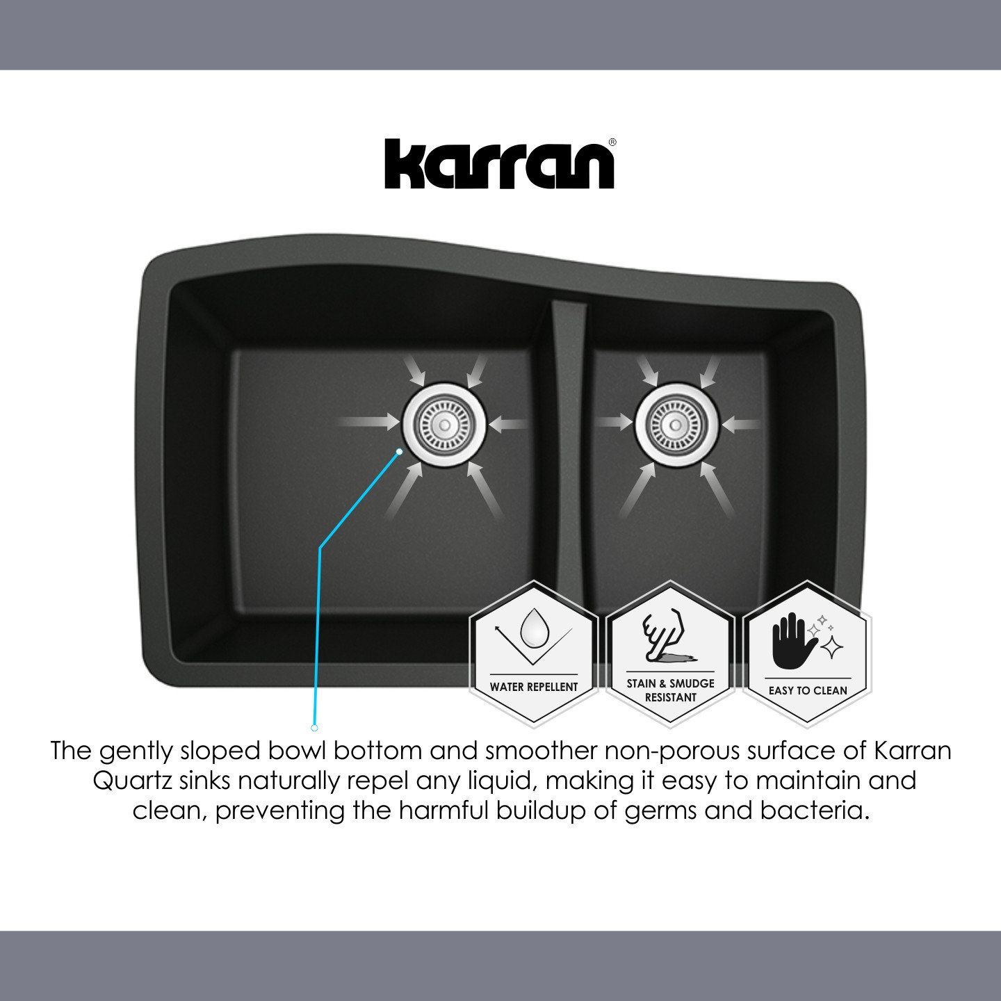 Karran Drop-In Quartz 33" 1-Hole Single Bowl Kitchen Sink, Grey