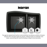 Karran Drop-In Quartz 33" 1-Hole Single Bowl Kitchen Sink, Grey