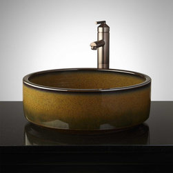 STREATO HAND-GLAZED POTTERY VESSEL SINK - FERN - Bathroom Sinks