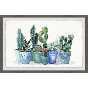 "Potted Cactus Bunch" Framed Painting Print