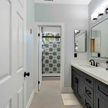 San Clemente Bathroom Remodel with Sleek Double Vanity & Bold Tile