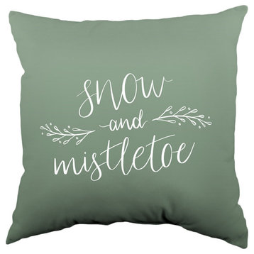 Snow and Mistletoe Double Sided Pillow, 16"x16", Green